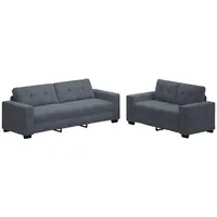 VidaXL 2-teiliges Sofa-Set mit Kissen, dunkelgrauer Samt