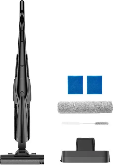 Deerma VX100 Ultra S Nass- & Trockensauger, 70 °C Walzenreinigung + 100 °C Trocknung, 22 kPa Saugkraft, 180° flach aufliegendes Wischen, 120° flexible Lenkung & Reichweite, 50 Min. Wischlaufzeit, ≤55 dB leise Trocknung, 10° ergonomischer Neigungswinkel für einfaches Einstecken mit einer Hand, Swiss-Tier 3D Anti-Verhedderungs-System, Kantenreinigung
