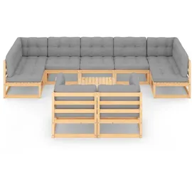 vidaXL Garten-Lounge-Set 10-tlg. natur/grau 3077259