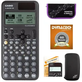 DynaTech Casio FX-991 DE CW mit Jeans-Tasche dunkelblau, Zirkelset