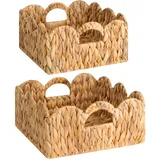 StorageWorks Gebogener Weidenkorb, handgewebte Rattankörbe mit integrierten Griffen, Wasserhyazinthenkorb zum Organisieren und Dekorieren, 2 Stück