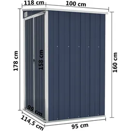 vidaXL Wand-Geräteschuppen 1 x 1,18 x 1,78 m anthrazit