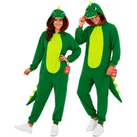 Morph Dinosaurier Kostüm Einteiler für Erwachsene, Tier Pyjama Outfit für Halloween, L