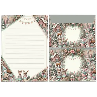 LIMONIA Briefpapier Set Kinder Briefblock A5 mit Umschlägen Notizblock Weihnachten, Weihnachtsbriefpapier, Weihnachtsgrüße, Geschenk Idee