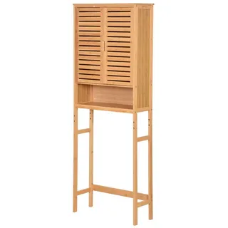 ad.con Waschmaschinenschrank aus Bambus Badschrank über Waschmaschine Badezimmer Regal mit Verstellbaren Regalböden 170x66x23cm Natural