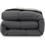 Wometo Steppbett Bettdecke Wende-Design ca. 135x200 cm – grau & hellgrau – buntes Ganzjahres Steppbett (Sommer und Winter) I farbig und ohne extra Bezug
