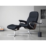 Stressless Relaxsessel STRESSLESS Consul Sessel Gr. Leder PALOMA, Cross Base Wenige, L, Rela x funktion-Drehfunktion-PlusTMSystem-Gleitsystem-BalanceAdaptTM, B/H/T: 91 cm x 102 cm x 79 cm, blau (shadow blue paloma) Lesesessel und Relaxsessel