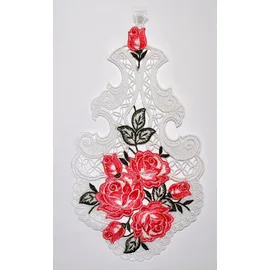 Stickereien Plauen Fensterbild STICKEREIEN PLAUEN "Rosenstrauß" Gr. 1, bunt, B:19cm H:36cm, Polyester, Fensterbilder, Hakenaufhängung