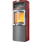 Kaminofen Hark 44-5.8 GT ECOplus RUA 8 kW - Ofenkacheln: brillant-rot - Korpus: titan/verchromt