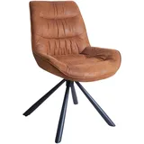 Hom`in Stuhl, Braun, Schwarz, Textil, Drehkreuz, 57x84x63 cm, Sitzfläche 360° drehbar, Esszimmer, Stühle, Esszimmerstühle, Vierfußstühle