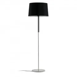volta, stehlampe mit schwarzem lampenschirm, faro barcelona