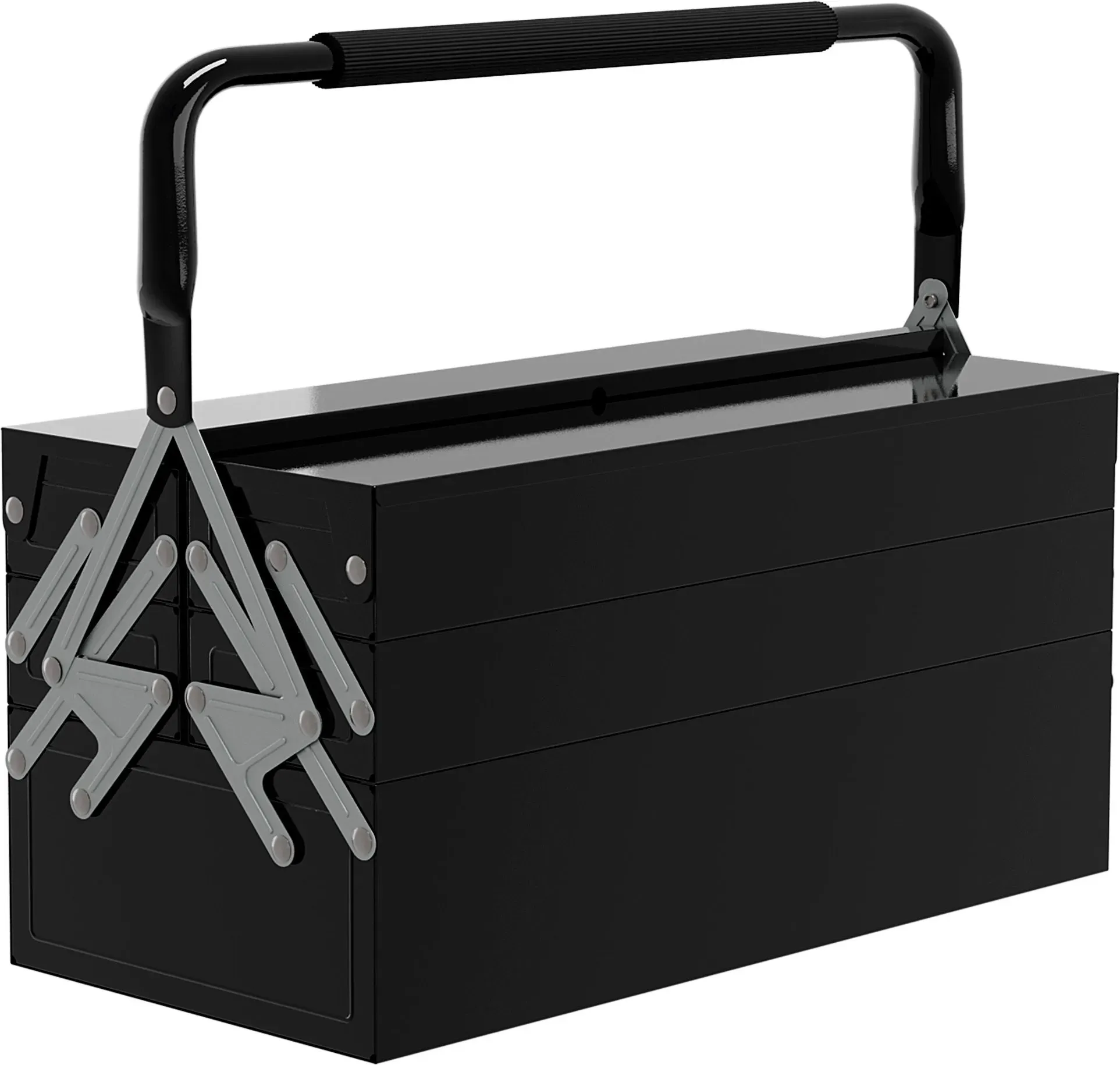 DURHAND Metall Werkzeugkasten, Werkzeugkasten aus Stahl mit 5 Tabletten und Griff, für Werkstatt, Garage, 45x20x34,5 cm, Schwarz   Aosom