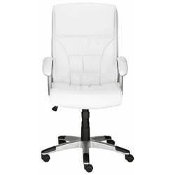Bürostuhl INOSIGN "Flori", weiß (weiß, silber), B:64cm H:115cm T:65cm, Kunstleder, Stühle, mit Lendenwirbelunterstützung & Wippfunktion, ergonomischer Chefsessel