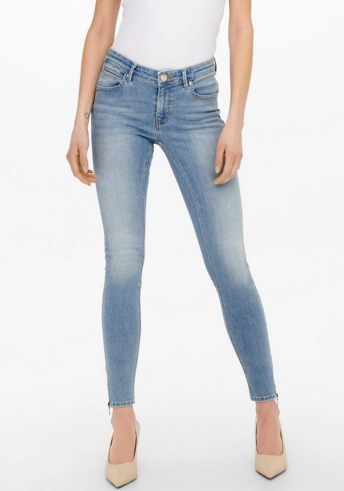 ONLY Skinny-fit-Jeans ONLKENDELL RG SK ANK DNM TAI467 NOOS mit Reißverschluss Detail am Bein blau 33