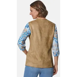 GOLDNER Kurzgröße: Velourslederimitat-Weste", in camel | Gr.: 20,