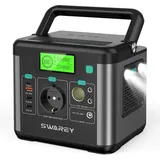 SWAREY Tragbares Powerstation 300W, 222Wh Akku Solargenerator AC Ausgang, 65W USB-C, Notstromaggregat Solar für Camping Reisen Wohnmobil Angeln