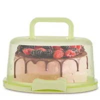 Yuemeuy Kuchen Transportbox Rund Mit Deckel Und Tragbarer | Kuchenbox Rund Ø 22cm | Tragegriff Kuchenbehälter | Lang 26cm Höhe 12cm | Sicherer Transport Von Desserts Wie Kuchen Und Muffins