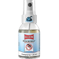 Eva Shop® Ballistol Premium Mückenabwehr Stichfrei Pumpspray Moskito Zecken Spray Mückenschutz Testergebnis SEHR GUT 20ml inkl. Logo-Aufkleber