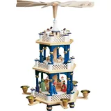 T.O.P. Glässer Erzgebirge Pyramide Christi Geburt blau, Höhe 40 cm