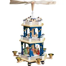 T.O.P. Glässer Erzgebirge Pyramide Christi Geburt blau, Höhe 40 cm