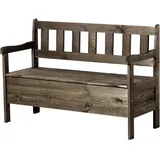 KADAX Gartenbank, 120x47x81,5cm Banktruhe aus Einer Holzfaserplatte, Sitzbank mit Stauraum und Rück -