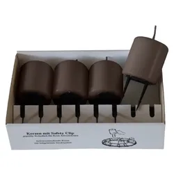 Kopschitz Kerzen 4er Set Adventskerzen mit Safety Clip und Kerzenstecker (Haltekrallen) Schokolade Chocolate 6 x ? 5 cm