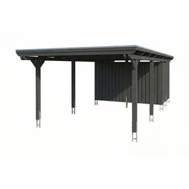SKANHOLZ Emsland Flachdach Carport 4,02 x 8,46 m schiefergrau inkl. Abstellraum