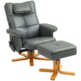 Homcom Relaxsessel mit Liegefunktion Massagesessel mit Hocker und Stauraum Fernsehsessel mit Seitentasche Kunstleder 78 x 86 x 93cm Dunkelgrau