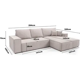 Fun Möbel Ecksofa Stoff 2-Sitzer Grün