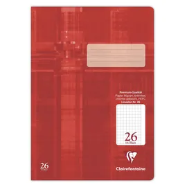 Clairefontaine 25x Schulheft DIN A4, 32 Blatt, Lineatur kariert 5x5mm Rot, 331626C