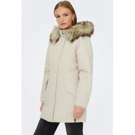 Only Parka "ONLNEWKATY PARKA LIFE OTW CC", Damen, Gr. S, beige (moonbeam detail:nature fur), Web, Obermaterial: 100% Polyester, unifarben, regular fit, Jacken Parka, Kunstfaser