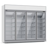 CombiSteel Mobiler Kühlschrank mit 4 Glastüren Getränkekühlschrank Gastro 2060 L 0/10°C ISO 45 mm Weiß