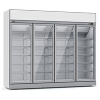 CombiSteel Mobiler Kühlschrank mit 4 Glastüren Getränkekühlschrank Gastro 2060 L 0/10°C ISO 45 mm Weiß