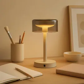 Brilliant LED Tischleuchte "Razor", beige, 1, Ø 12cm H: 26cm, 1 Stk., Leuchten, LED Akku Leuchte, 26 cm, 260 lm, 2700 K, Wireless Charging, dimmbar, LED Tischleuchte
