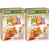 Nestlé CINI MINIS Churros Frühstücks-Cerealien mit 42% Vollkorn-Anteil, 2er Pack (1x360g)