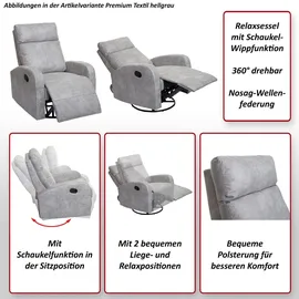 MCW Fernsehsessel A54 Kunstleder 75 x 100 x 75 cm hellgrau drehbar mit Wippfunktion