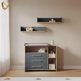 livinity® Wickelkommode Torino, Anthrazit/Sonoma, mit Schubladen