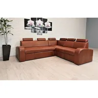Echtleder Ecksofa 245x212 cm Couch mit Schlaffunktion Echt Leder Eck Sofa
