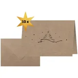 Sigel Weihnachts-Karten Set A6 quer, Kraftpapier, 10 Stück "Christmas tree", ideal zum Bedrucken, aus nachhaltigem Papier