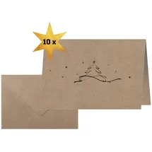 Sigel Weihnachts-Karten Set A6 quer, Kraftpapier, 10 Stück "Christmas tree", ideal zum Bedrucken, aus nachhaltigem Papier