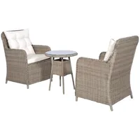 vidaXL Polyrattan Bistro Set 3-tlg. braun inkl. Kissen 44150