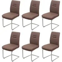 Mendler 6er-Set Esszimmerstuhl HWC-H70, Küchenstuhl Freischwinger Stuhl, Stoff/Textil Edelstahl