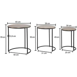 KADIMA DESIGN Satztisch Metall Rund, 3er Set, Aluminium Gold/Schwarz. | Gr.: onesize