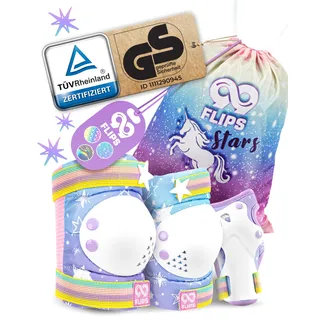 99FLIPS Knieschoner Kinder Schoner Inliner Kinder - Inliner Schoner Set - Protektoren - Knie und Ellenbogenschützer - Größe XS Rainbow - Knieschützer Skateboard, Scooter, Rollschuhe