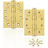 2 Stück Scharnier 100x76 mm 201 Edelstahl Scharnier Kugellager Golden Türschaniere Holztür Außen Schwerlastscharnier