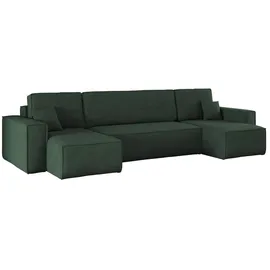 kaiser möbel Ecksofa Cord U-Form mit Schlaffunktion und Bettkasten 2-Sitzer Grün