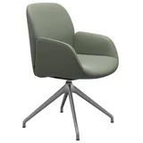 Stressless Armlehnstuhl Bay, Grün, Leder, Metall, Echtleder, Rindleder, Rundrohr, Drehkreuz, 54x91x59 cm, Sitzfläche 360° drehbar, Stoffauswahl, Lederauswahl, Esszimmer, Stühle, Esszimmerstühle, Armlehnenstühle