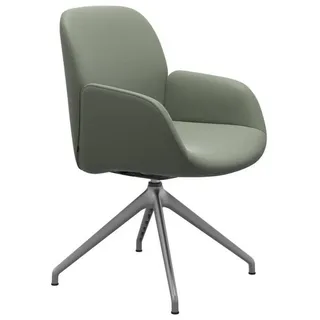Stressless Armlehnstuhl Bay, Grün, Leder, Metall, Echtleder, Rindleder, Rundrohr, Drehkreuz, 54x91x59 cm, Sitzfläche 360° drehbar, Stoffauswahl, Lederauswahl, Esszimmer, Stühle, Esszimmerstühle, Armlehnenstühle