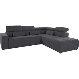 DOMO collection Ecksofa DOMO COLLECTION "BRANDON L-Form, auch in Leder", grau (dunkelgrau), B:275cm H:80cm T:228cm, Sofas, Ecksofa, inklusive Kopfteilverstellung, wahlweise mit Sitztiefenverstellung