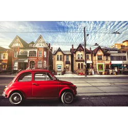 Fototapete PAPERMOON "AUTO-ALTSTADT Cars", bunt, B:2,50m L:1,86m, Vlies, Tapeten